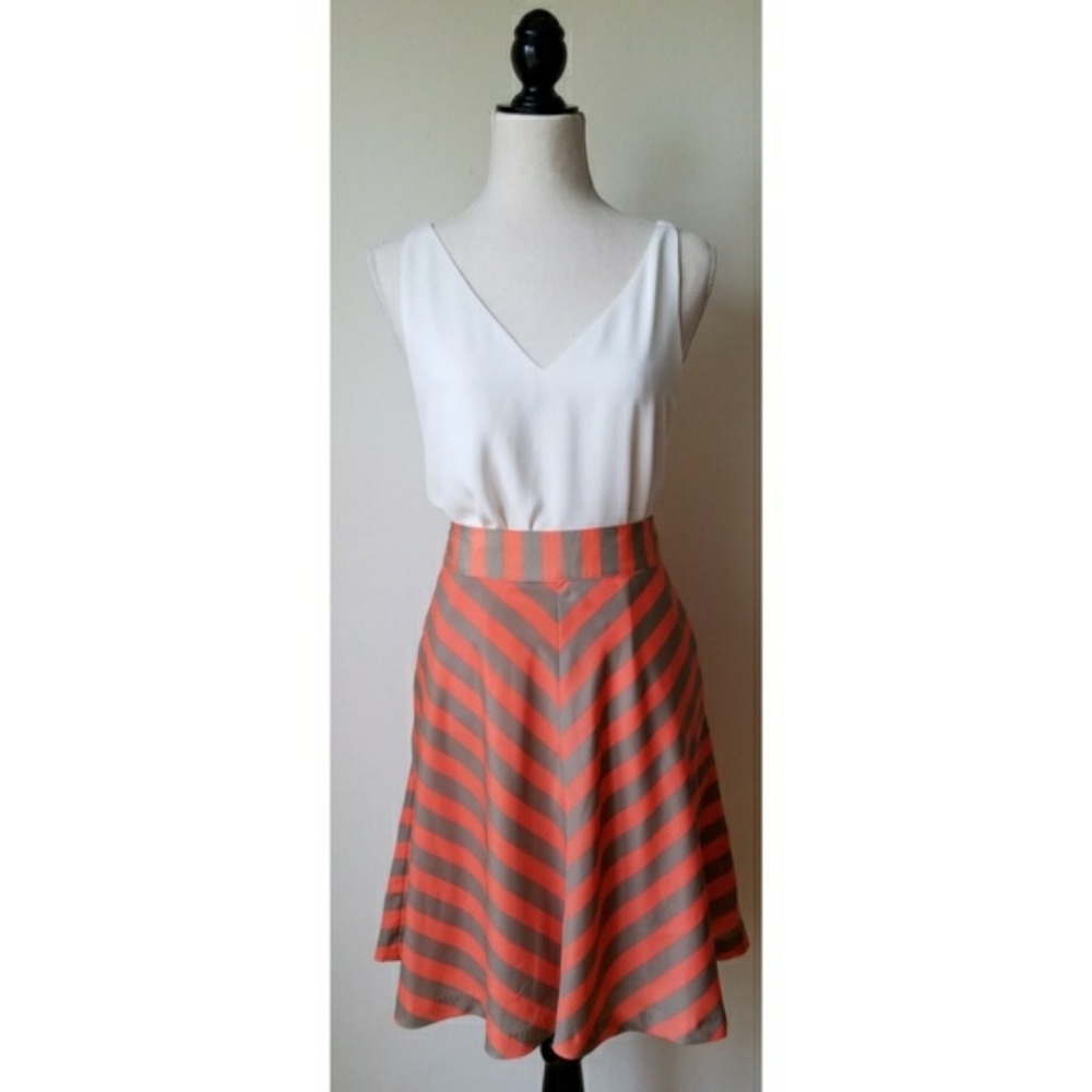 The Limited Coral gray chevron striped skirt